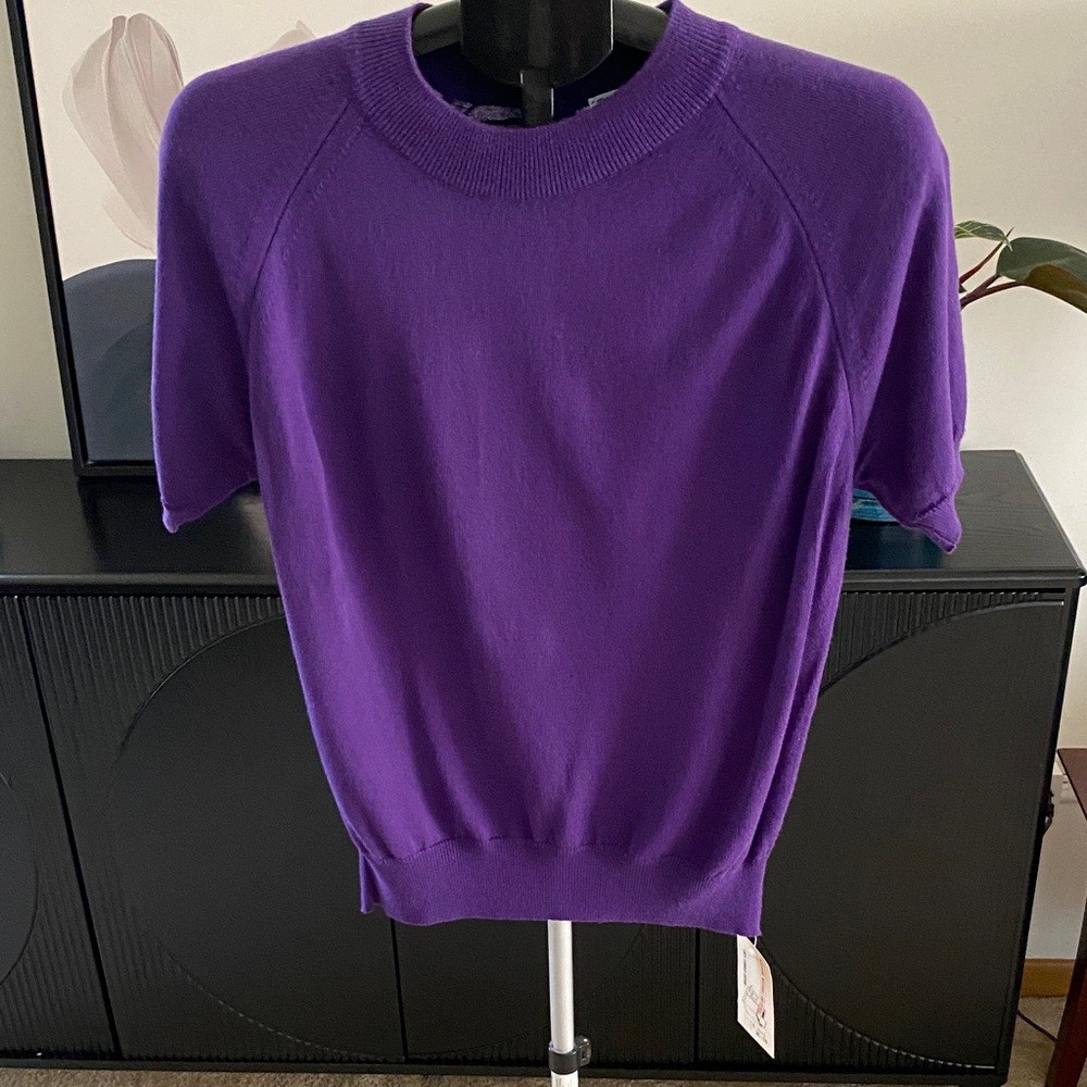 Vintage Designers Originals Purple Lightweight Short Sleeve Sweater